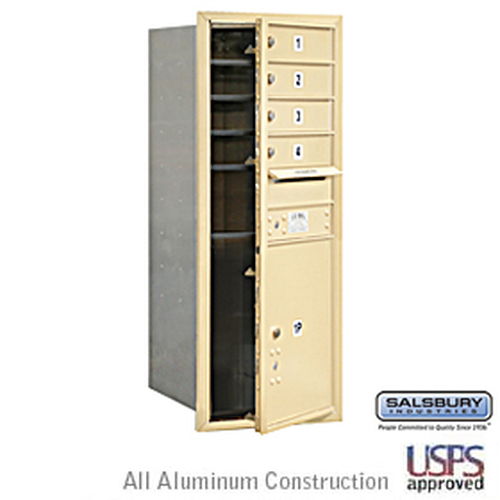 4C Horizontal Mailbox - 11 Door High Unit - Single Column - 4 MB1 Doors / 1 PL5 - Sandstone - Front Loading - USPS Access