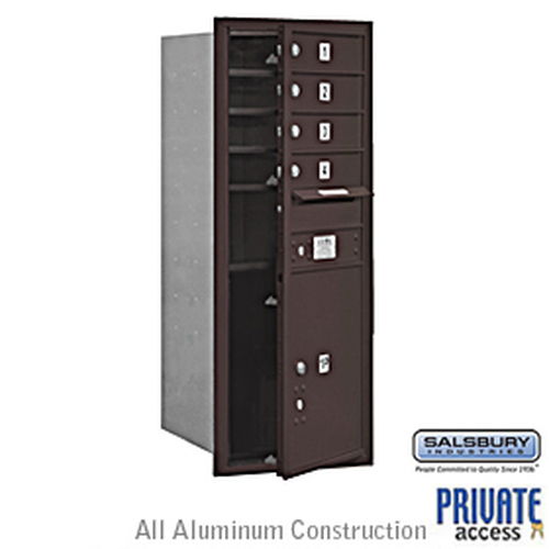 4C Horizontal Mailbox - 11 Door High Unit - Single Column - 4 MB1 Doors / 1 PL5 - Bronze - Front Loading - Private Access