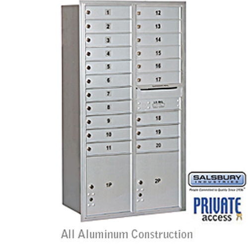 4C Horizontal Mailbox - Maximum Height Unit - Double Column - 20 MB1 Doors - Aluminum - Rear Loading - Private Access