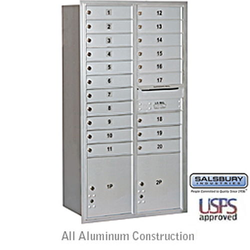 4C Horizontal Mailbox - Maximum Height Unit - Double Column - 20 MB1 Doors - Aluminum - Rear Loading - USPS Access