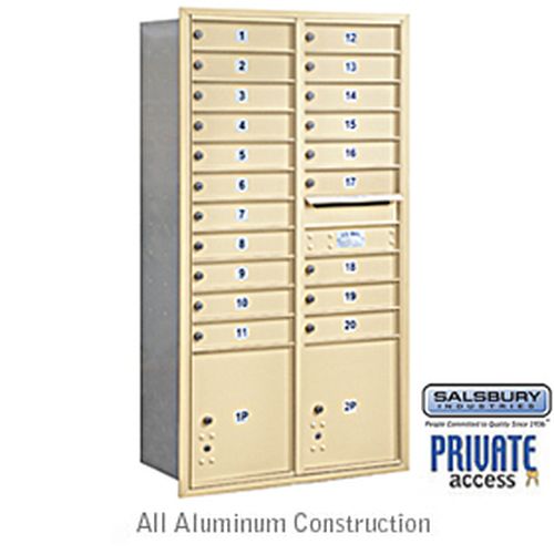 4C Horizontal Mailbox - Maximum Height Unit - Double Column - 20 MB1 Doors - Sandstone - Rear Loading - Private Access