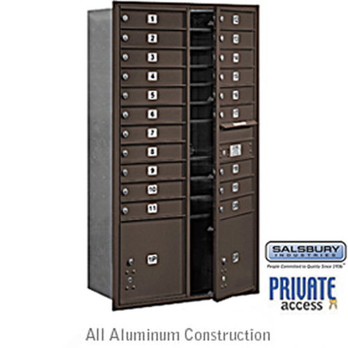 4C Horizontal Mailbox - Maximum Height Unit - Double Column - 20 MB1 Doors - Bronze - Front Loading - Private Access