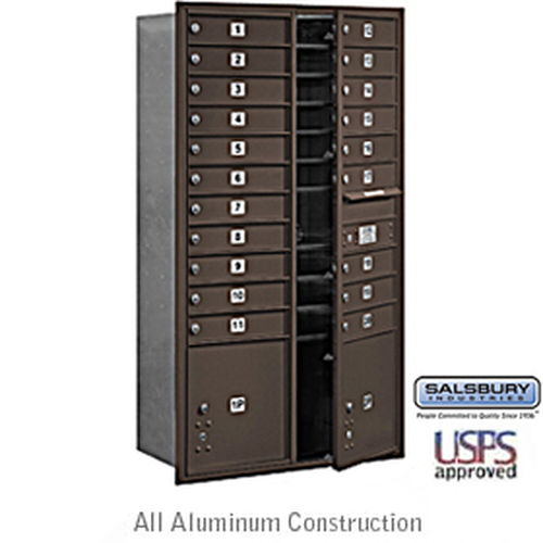 4C Horizontal Mailbox - Maximum Height Unit - Double Column - 20 MB1 Doors - Bronze - Front Loading - USPS Access