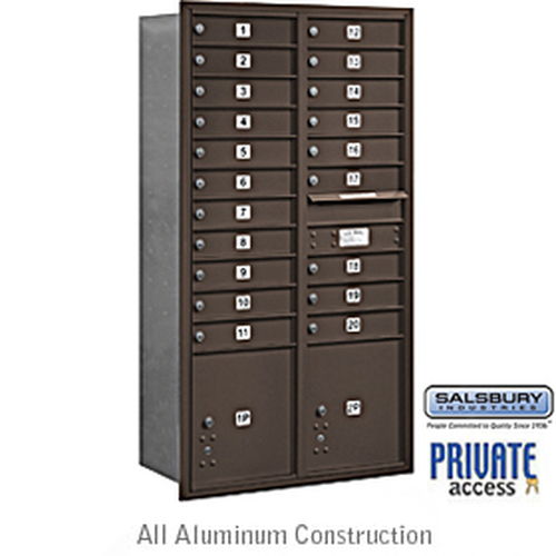 4C Horizontal Mailbox - Maximum Height Unit - Double Column - 20 MB1 Doors - Bronze - Rear Loading - Private Access