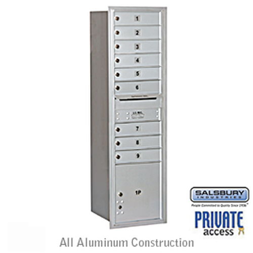 4C Horizontal Mailbox - Maximum Height Unit - Single Column - 9 MB1 Doors / 1 PL - Aluminum - Rear Loading - Private Access