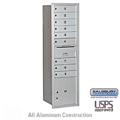 4C Horizontal Mailbox - Maximum Height Unit - Single Column - 9 MB1 Doors / 1 PL - Aluminum - Rear Loading - USPS Access