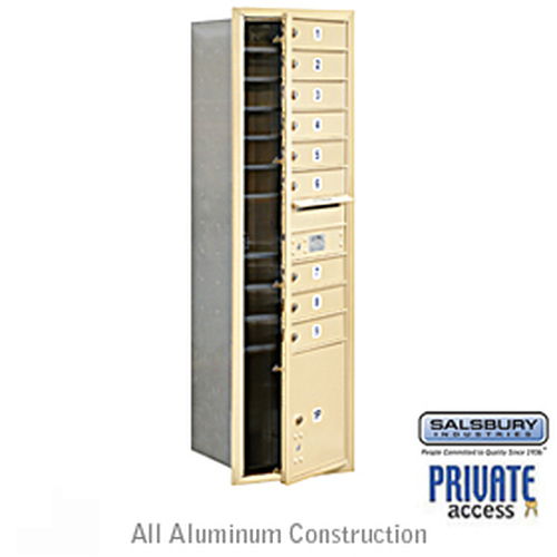 4C Horizontal Mailbox - Maximum Height Unit - Single Column - 9 MB1 Doors / 1 PL - Sandstone - Front Loading - Private Access
