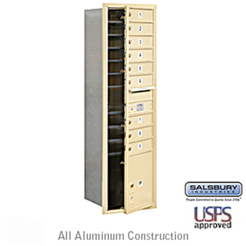 4C Horizontal Mailbox - Maximum Height Unit - Single Column - 9 MB1 Doors / 1 PL - Sandstone - Front Loading - USPS Access