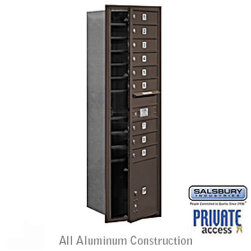 4C Horizontal Mailbox - Maximum Height Unit - Single Column - 9 MB1 Doors / 1 PL - Bronze - Front Loading - Private Access