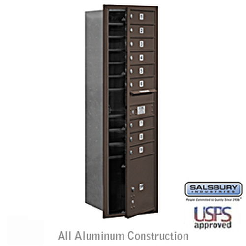 4C Horizontal Mailbox - Maximum Height Unit - Single Column - 9 MB1 Doors / 1 PL - Bronze - Front Loading - USPS Access