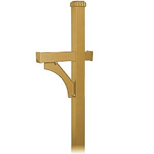 Deluxe Post - 1 Sided - In-Ground Mounted - for Designer Roadside Mailbox - Brass