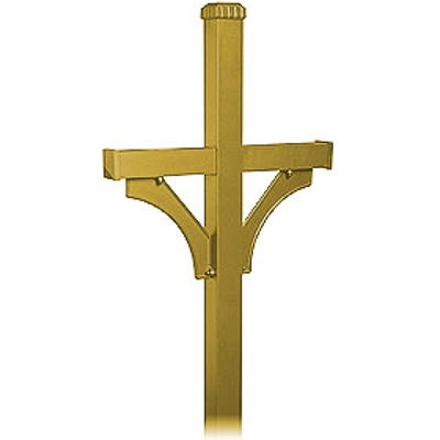 Deluxe Post - 2 Sided - In-Ground Mounted - for Designer Roadside Mailbox - Brass