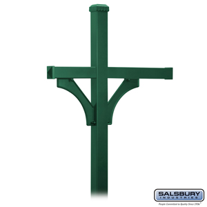 Deluxe Mailbox Post - 2 Sided for (3) Mailboxes - In-Ground Mounted - Green