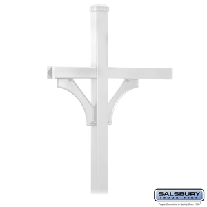 Deluxe Mailbox Post - 2 Sided for (3) Mailboxes - In-Ground Mounted - White