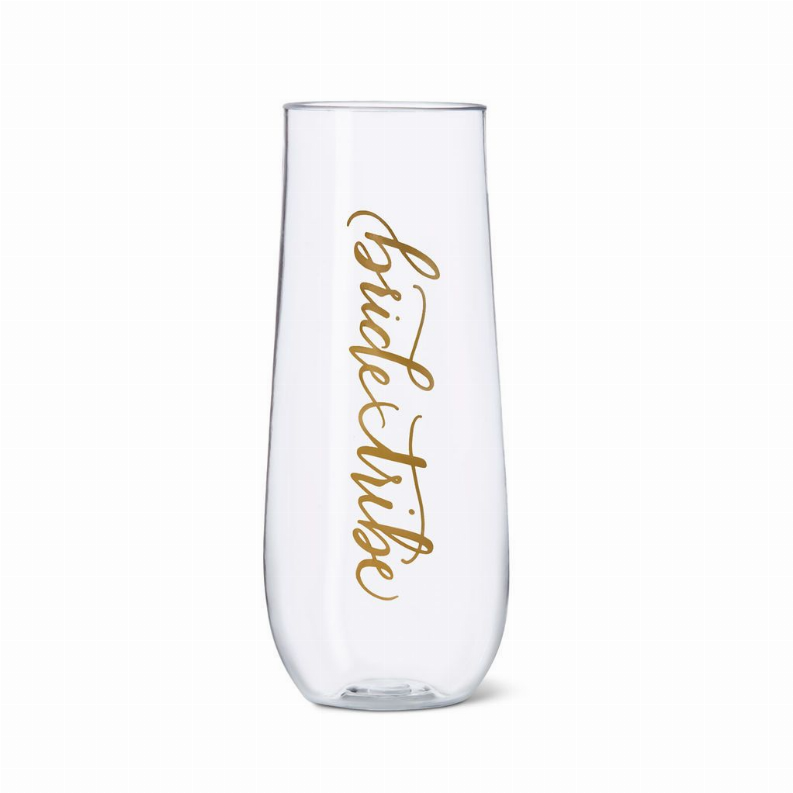 Bride/Bridesmaid Durable Plastic Stemless Champagne Glass 11 oz