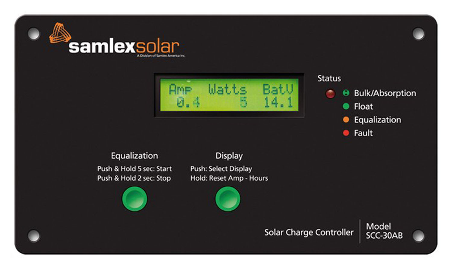 SOLAR CHARGE CONTROLLER, 12/24V, 30 AMPS, W LCD DISPLAY