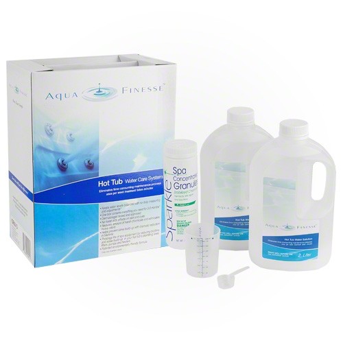 Water Care, Aquafinesse, Hot Tub Kit, 3-5 Month Kit,w/Manual (2)2L AquaFinesse(1)16oz, Granulated Chlorine, Measure Cup