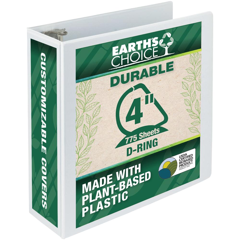 Samsill Earth's Choice Plant-based Durable View Binder - 4" Binder Capacity - Letter - 8 1/2" x 11" Sheet Size - 775 Sheet Capac