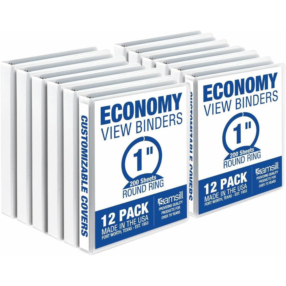 Samsill Economy View Binder - 1" Binder Capacity - Letter - 8 1/2" x 11" Sheet Size - 100 Sheet Capacity - 3 x Round Ring Fasten