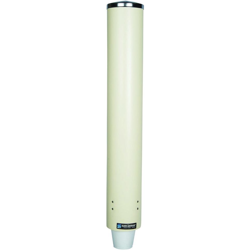 San Jamar 4-10 oz. Foam Cup Dispenser - 597 Tube - 3.35" Cup Rim Diameter - Pull Dispensing - Foam Cups Supported - Wall Mountab