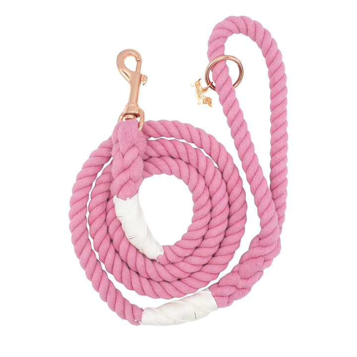Rope Leash  5 Feet Pink  cotton candy