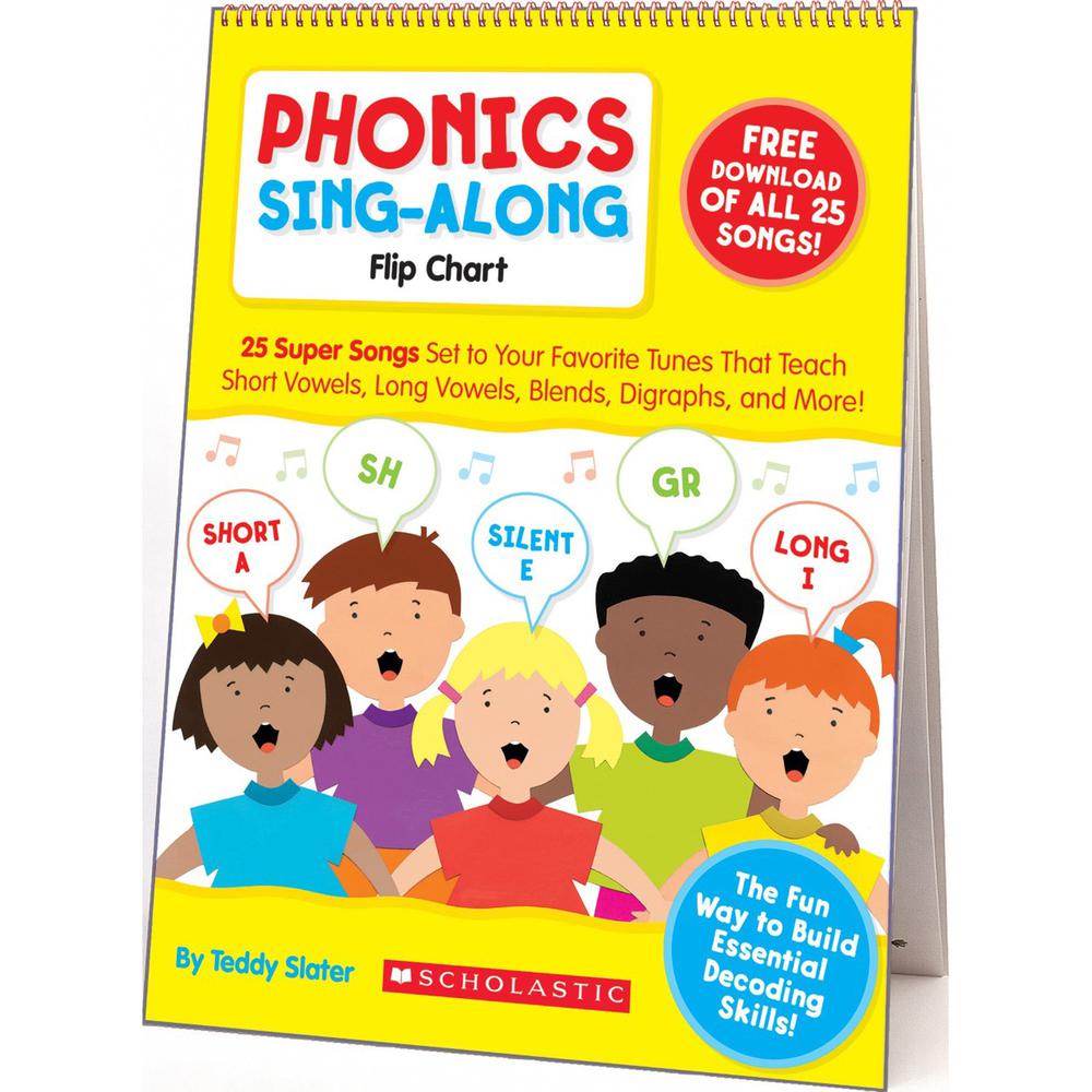 Scholastic K-2 Phonics Sing-Along Flip Chart - Theme/Subject: Fun - Skill Learning: Long Vowels, Short Vowels, Silent e, Bossy R