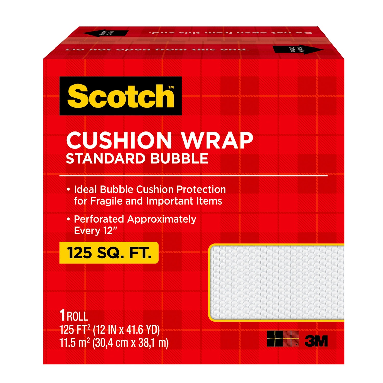 Scotch Cushion Wrap - 12" Width x 100 ft Length - Perforated, Lightweight, Recyclable, Non-scratching, Easy Tear - Polyethylene