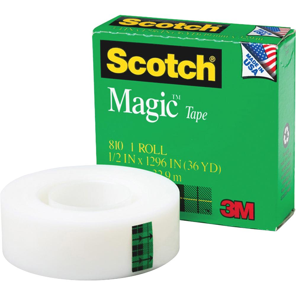 Scotch Magic Tape - 36 yd Length x 0.50" Width - 1" Core - 12 / Pack - Matte Clear
