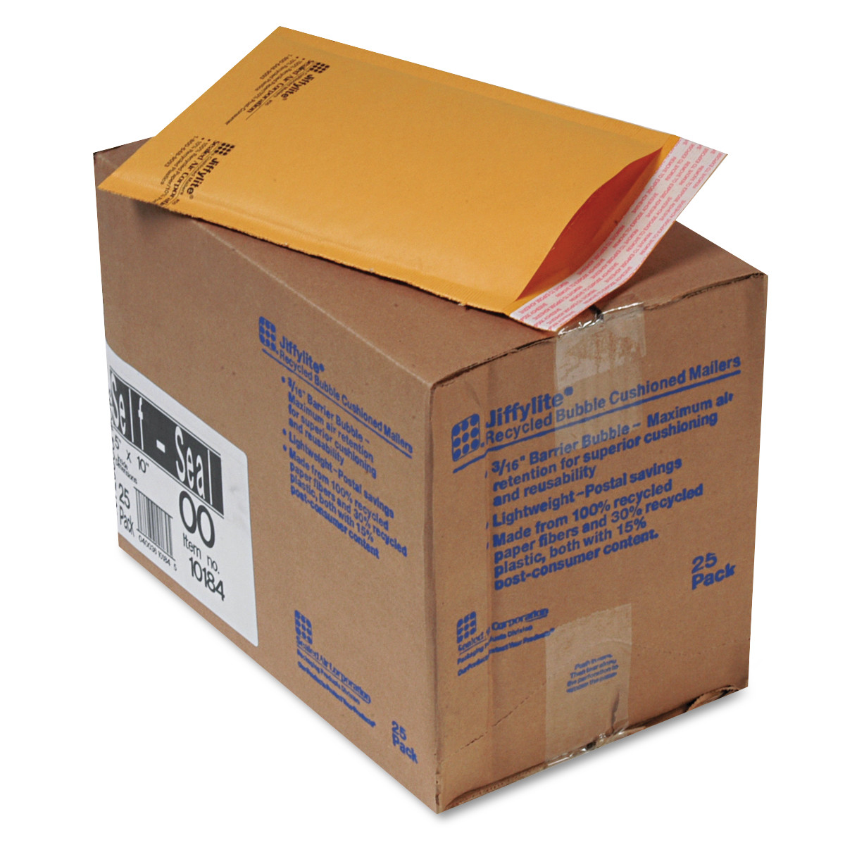 Sealed Air JiffyLite Cellular Cushioned Mailers - Bubble - #00 - 5" Width x 10" Length - Peel & Seal - Kraft - 25 / Carton - Kra