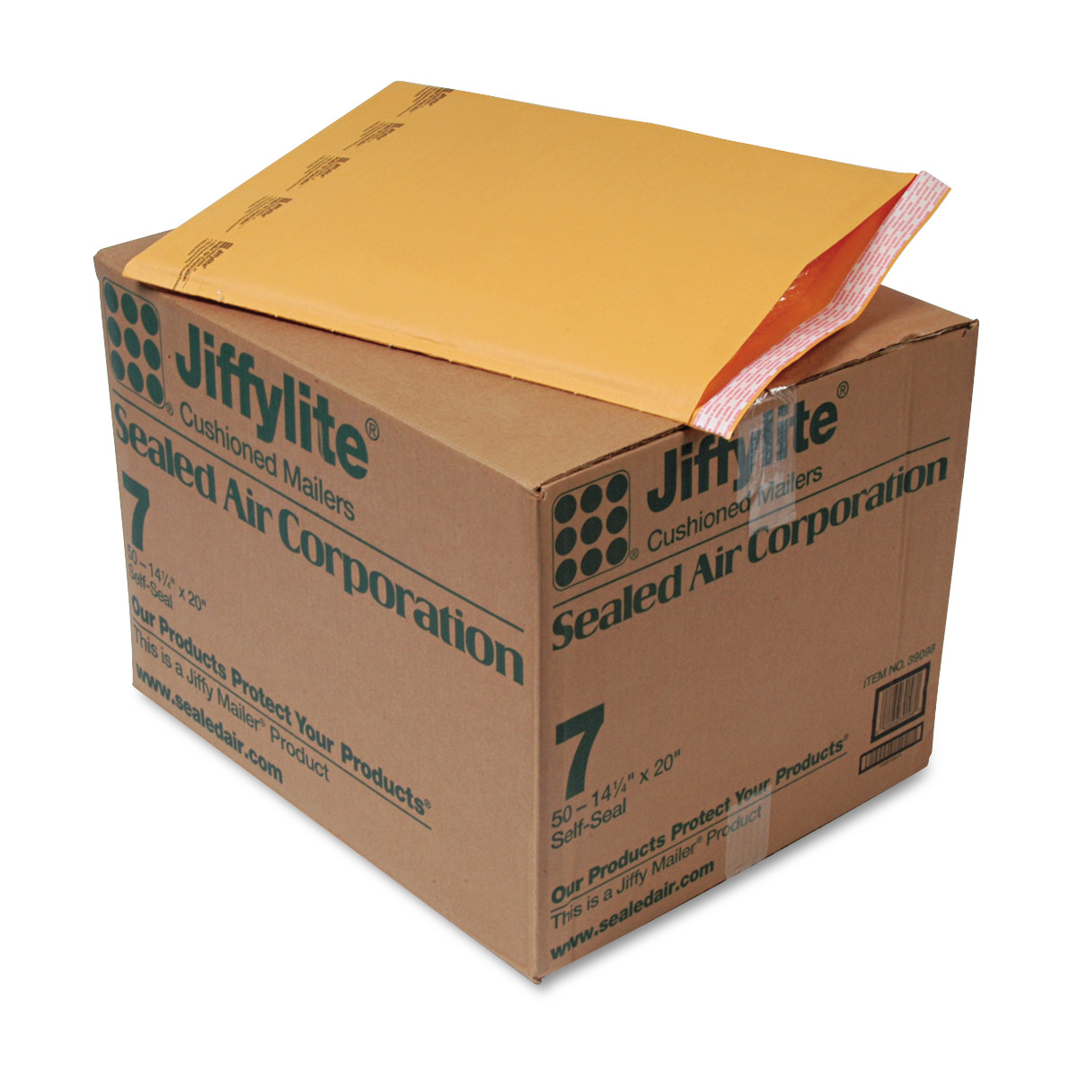 Sealed Air JiffyLite Cellular Cushioned Mailers - Bubble - #7 - 14 1/4" Width x 20" Length - Peel & Seal - Kraft - 50 / Carton -