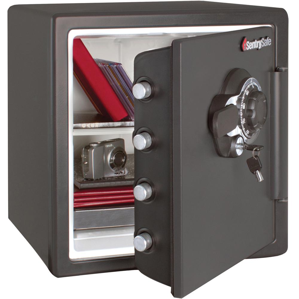 Sentry Safe Combination Fire/Water Safe - 1.23 ft - Dual Key, Combination, Digital Lock - 4 Live-locking Bolt(s) - Fire Resis