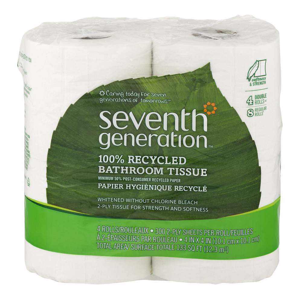 Seventh Generation Bath Tissue, 100% Recycled 300shts (12x4 CT)