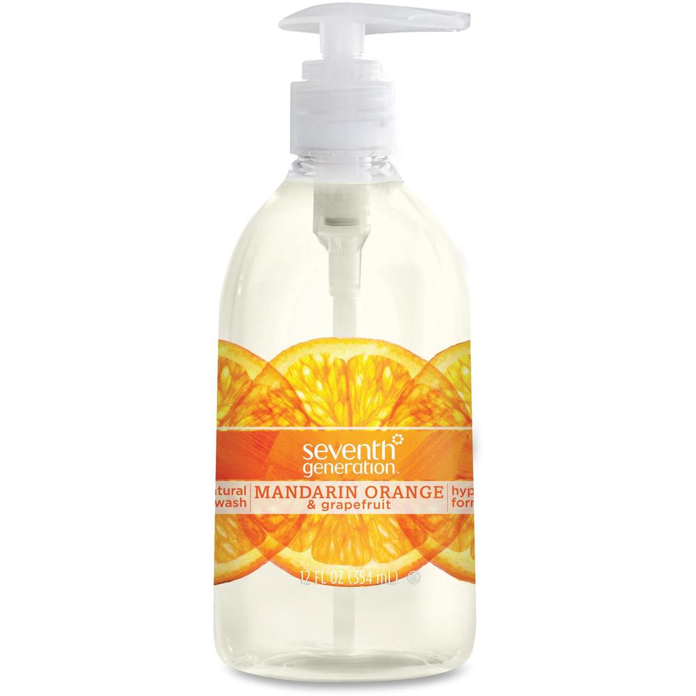 Seventh Generation Hand Wash - Mandarin Orange and Grapefruit Scent - 12 fl oz (354.9 mL) - Pump Bottle Dispenser - Hand - Orang