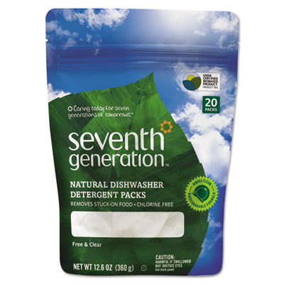 Seventh Generation Dishwasher Detergent - Tablet - Free & Clear Scent - 240 / Carton - White