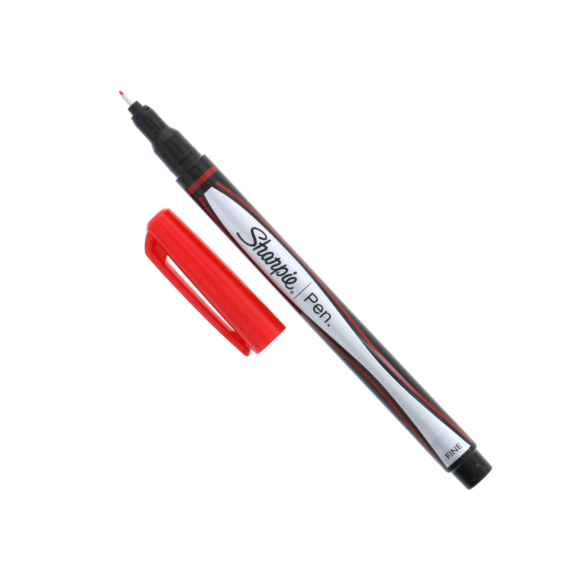 Sharpie Fine Point Pen - Fine Pen Point - Red - Silver Barrel - 1 Dozen