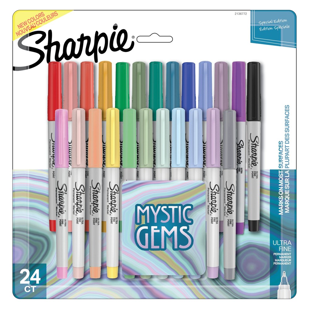 Mystic Gems Markers, Ultra-Fine Needle Tip, Assorted, 24/Pack