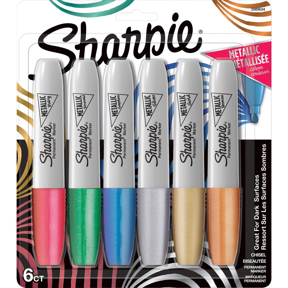 Sharpie Metallic Ink Chisel Tip Permanent Markers - Fine Marker Point - Chisel Marker Point Style - Gold Metallic, Silver Metall