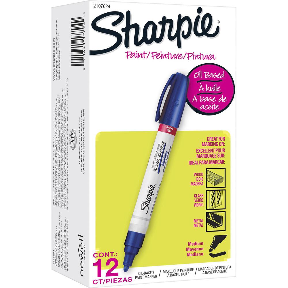 Sharpie Oil-based Paint Markers - Medium Marker Point - Blue Oil Based Ink - 1 Dozen