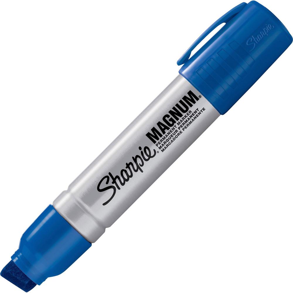 Sharpie Magnum Permanent Marker - Jumbo Marker Point - 15.87 mm Marker Point Size - Chisel Marker Point Style - Blue - Silver Pl