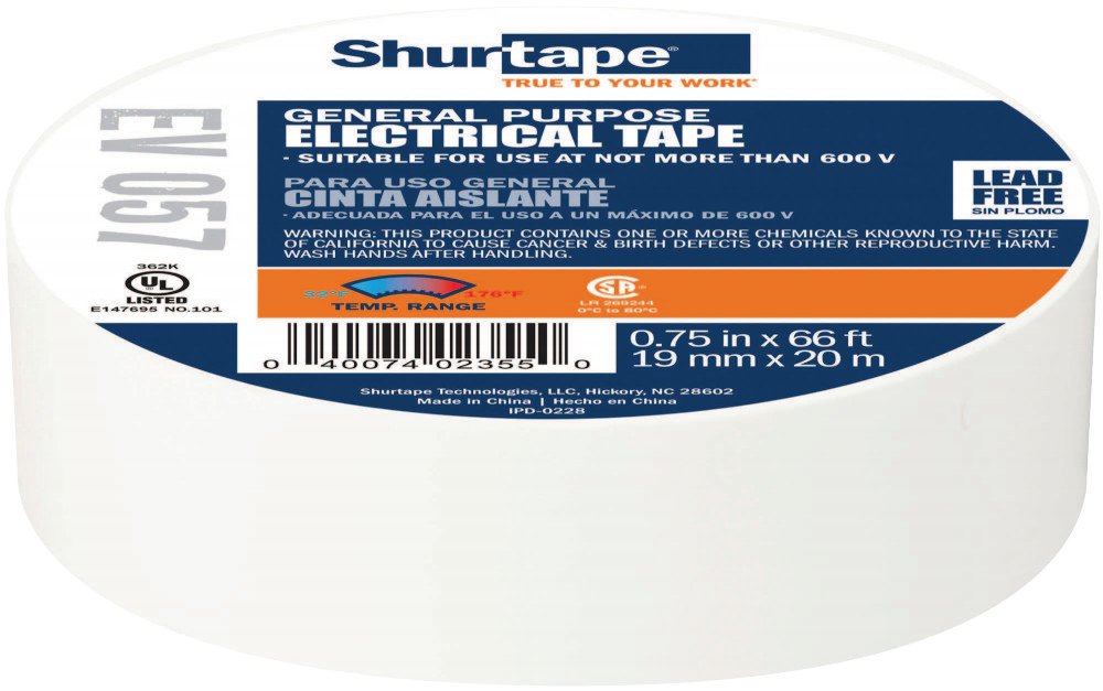 SHURTAPE EV 57 CLR GEN PURPOSE GRD UL LISTED COLORED ELECT TAPEWHT3/4INX66FT