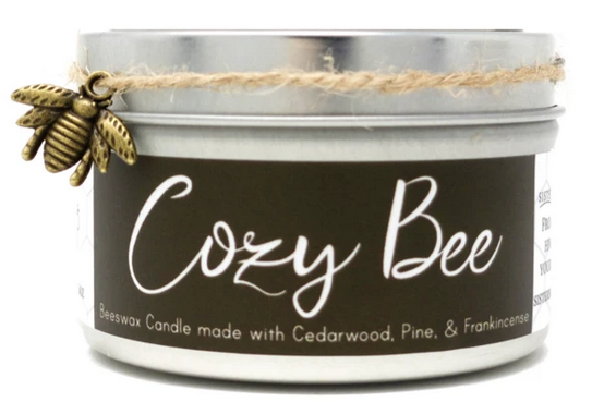 Beeswax Candle - Cozy Bee (with Cedarwood, Pine, & Frankincense)