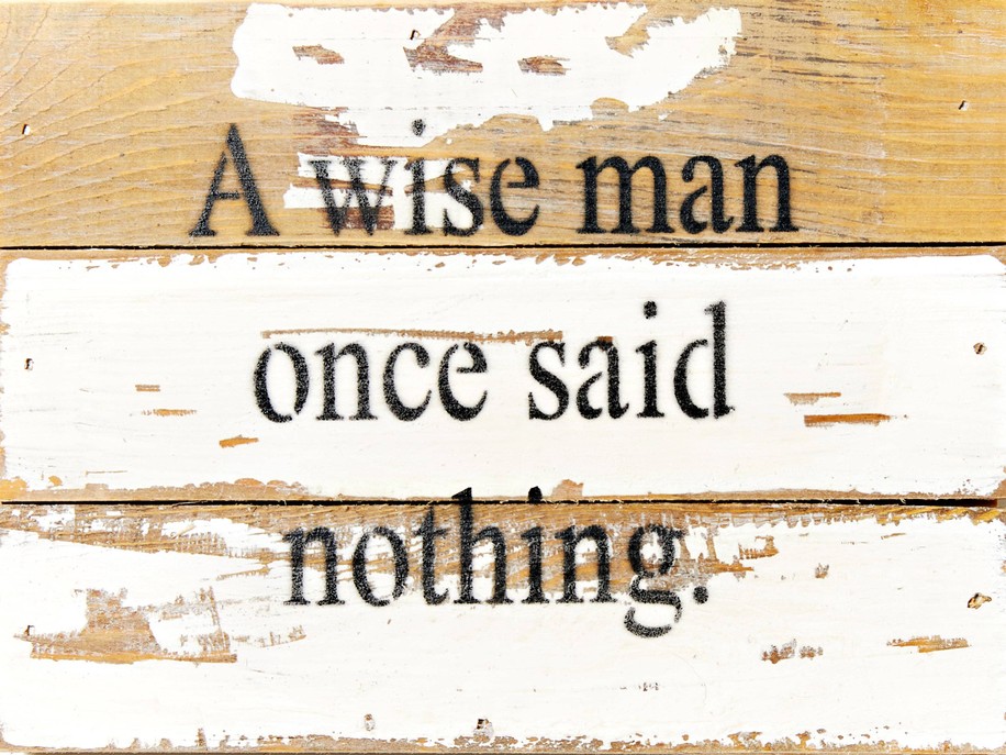A wise man once said nothing... Wall Sign 8x6 Silvered White