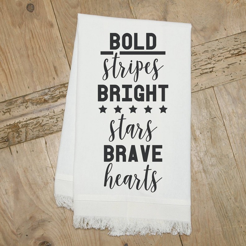 Bold stripes Bright stars Brave hearts / Kitchen Towel