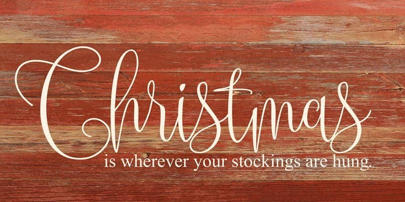 Christmas is wherever your stocking... Wall Sign