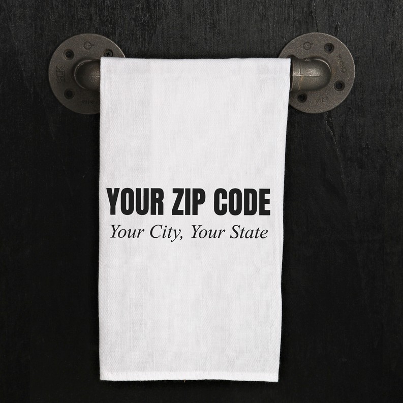 Custom ZIP Code Personalizable / Kitchen Towel