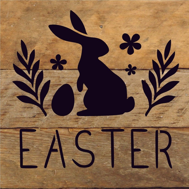 Easter with Bunny... Wood Sign