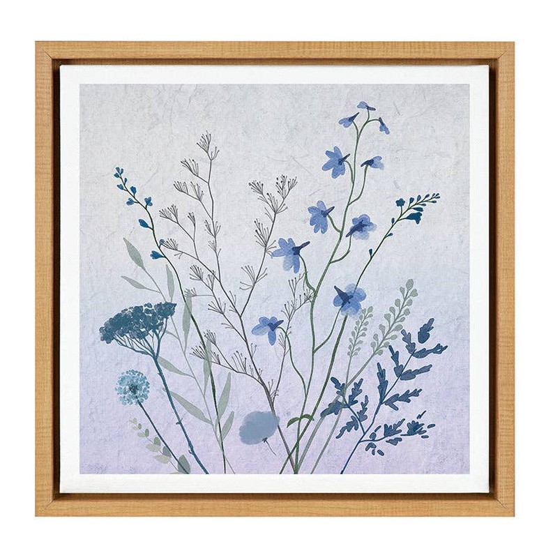 Flowers on Blue / Framed Canvas