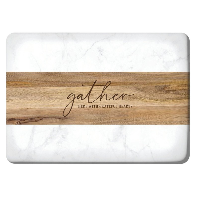 Gather Here with Grateful... / Marble & Wood Serving Board