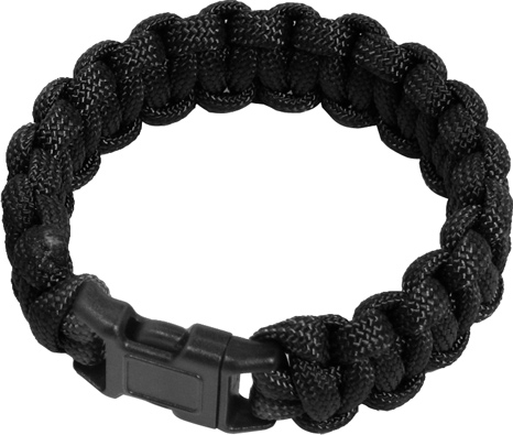 7" Paracord Bracelet W/6.88' Cord (Black) 430 Lbs