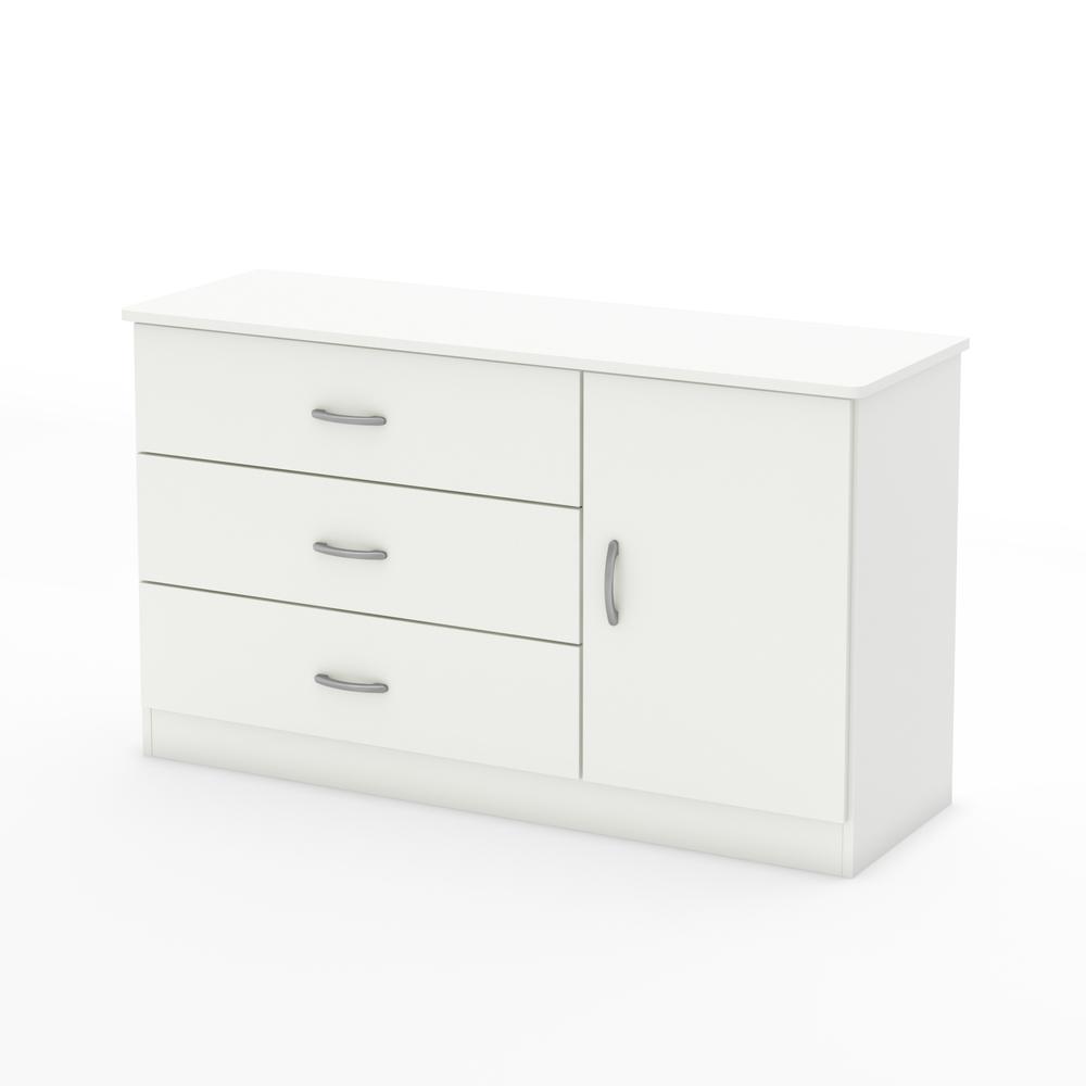 South Shore Libra 3-Drawer Dresser with Door, Pure White
